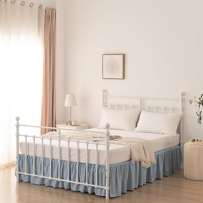 Bed Skirt Full Size Ruffled Bed Skirt with Split Corners, 18 Inch Drop Dust Ruffle Bed Skirts with Platform, Gathered Style, 100% Microfiber, Lime