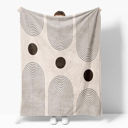 Modern Abstract Blankets Black Beige Boho Throw Blanket Boho Blanket Double Sided Flannel Throw Blanket,Suitable for Adults Children on The Sofa,Car,Bed Nap Warm Comfortable Blanket 70"X80"
