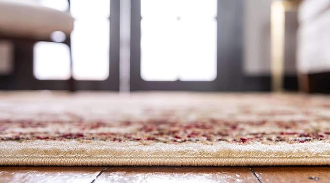 Unique Loom Voyage Collection Traditional Oriental Classic Area Rug (3' 3 x 3' 3 Round, Ivory/Gold)