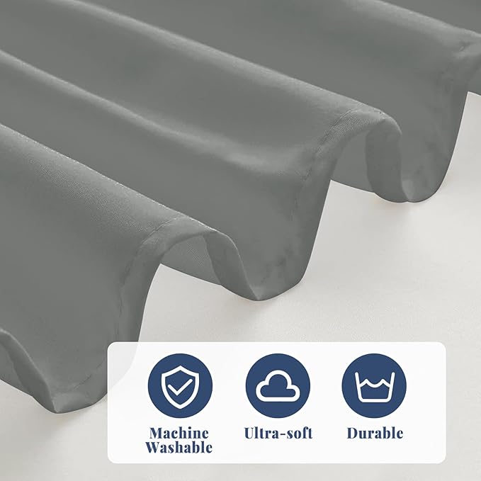 Queen Bed Skirt, Elastic Wrap Around Bed Skirt Queen Size, Bed Skirts for Adjustable Bed, Easy Fit with 18" Drop Length Tailored Drop Dust Ruffle (Grey)