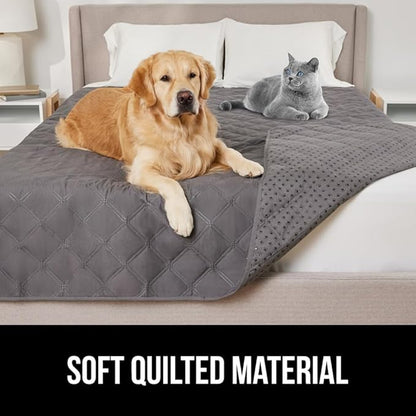 GORILLA GRIP Waterproof Bed Cover for Dogs, 82x82, Gripped Slip Resistant Backing, Leak Proof Washable Dog Blanket Covers Sofa, Couch, Sectional, Crate, Car, RV Seats, Pet Puppy Essentials, Charcoal