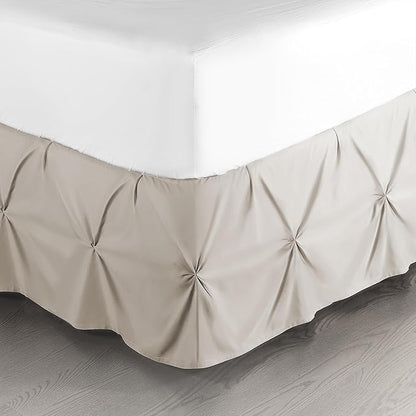 Nestl Linen Bed Skirt Full Size, Pinch Pleat Full Bed Skirt, 14" Inch Drop Full Bedskirt, Hotel Quality Linen Bed Skirts, Premium Microfiber Bedskirt for Full Bed, Linen Full Bed Skirt