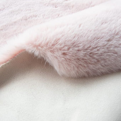 Pink Boho Round Rugs 8ft Large Fluffy Machine Washable Fuzzy Fur Area Rugs for Living Room Plush Circle Sheepskin Rugs for Bedroom Nursery Rug