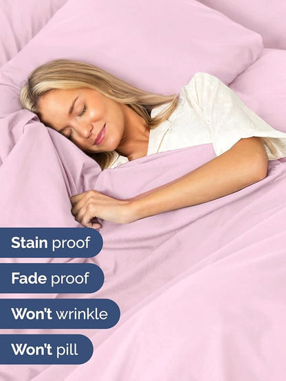 Extra Deep Pocket Cal King Sheets - 4 Piece Breathable & Cooling Bed Sheets - Hotel Luxury Sheet Set - Soft, Wrinkle Free & Comfy - Easily Fits Extra Deep Mattresses - Deep Pocket Light Pink Sheets