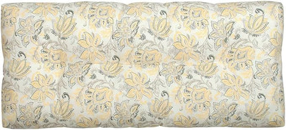 FUNHOME Outdoor Bench Cushion 45 x18 inch with Non-Slip Grips,Water Resistant Porch Swing Cushion,Bench Pillow Pads,Floral Tufted Cushions for Patio Garden Furniture,45" Seat Cushions(Yellow Flower)