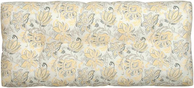 FUNHOME Outdoor Bench Cushion 42 x18 inch with Non-Slip Grips,Water Resistant Porch Swing Cushion,Bench Pillow Pads,Floral Tufted Cushions for Patio Garden Furniture,42" Seat Cushions(Yellow Flower)