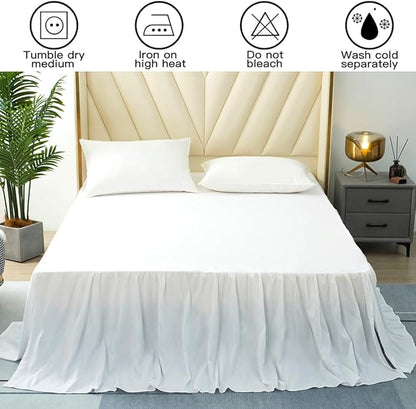 White Bed Skirt King Size Ruffled Bed Skirt with Split Corners, King Bed Skirt 22 Inch Drop, King Size Bed Skirt White for Ruffled Bed Skirt with Split Corners, Bed Skirt King Size