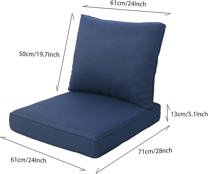Goodgoods Outdoor Deep Seat Cushions Set 24x28 inch Outdoor Deep Seat Cushions Set:Resilient Foam Filling,All Weather Resistant Patio Cushions Patio Furniture,Midnight 2 Sets