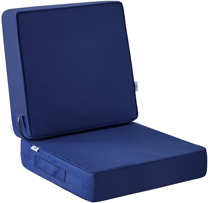 Outdoor Chair Cushions, Waterproof Patio Chair Cushions 22x22x3 Inch, Outdoor Cushions with Removable Cover for Sofa, Fade Resistant Patio Cushions for Outdoor Furniture, Navy Blue