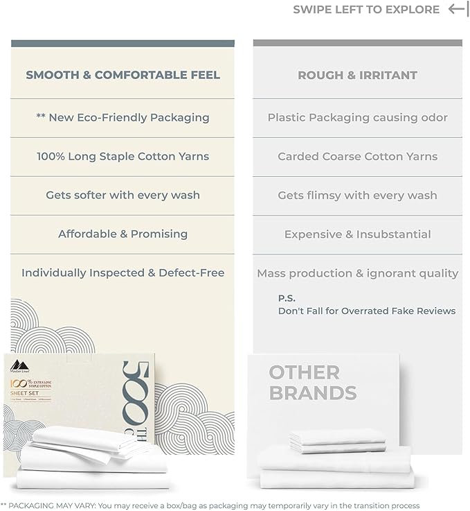 Mayfair Linen 100% Egyptian Cotton 2 Pack Full Sheet Set - Luxury 500 Thread Count Cotton Sheets Full Size (8 PC, Light Blue), Soft, Cooling, Sateen Weave, 16" Deep Pocket Hotel Quality Bed Sheet