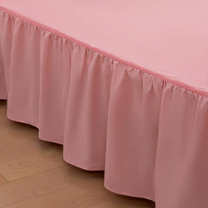 Bed Skirt Full Size Ruffled Bed Skirts with Split Corners, 14 Inch Drop Dust Ruffle Bed Skirt with Platform, 14 Inch, Peach