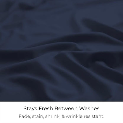 Mellanni Bed Skirt Queen Size - Bed Skirting - 15-Inch Tailored Drop Pleated Dust Ruffle - Hotel Luxury Bedding - Wrinkle, Fade, Stain Resistant - 1 Bedskirt (Queen, Navy Blue)