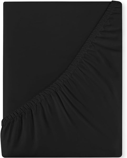 ROYALE LINENS 300 Thread Count 100% Long Staple Combed Cotton Fitted Sheet - Super Soft Deep Pocket Bottom Sheet - Fitted Sheet Only - Elastic Sheet