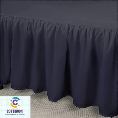 Cottingon Ruffled Bed Skirt with Split Corners-Dust Ruffle - 24" Drop 100% Microfiber Soft,Sheen & Luxurious Look - Bed Skirts (Dark Grey -King)