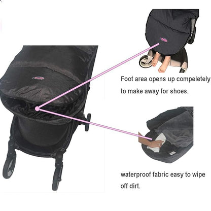 funlife Anti-Kick Waterproof High Performance Winter Stroller Footmuff Fits All Travel Gear,Front Piece Height Adjustable and Removable,M6-4T