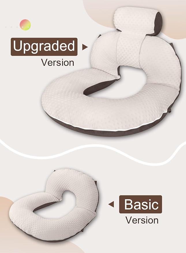 INSEN Reading Pillow, Back Pillow for Sitting in Bed and Couch, Gaming Pillow for Adults, Sit Up Support for Bed (Dot Velvet-Brown, Upgraded)