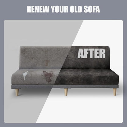 molasofa Leather Like Stretch Futon Slipcover Armless Futon Bed Sofa Cover Furniture Protector with Elastic Bottom, Soft and Washable Futon Cover for Sofa Bed Stay in Place（X Larger，Khaki）