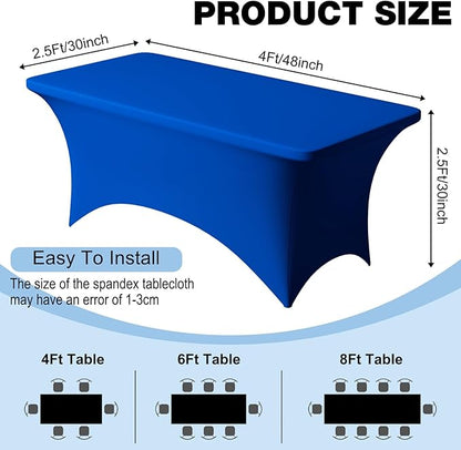 Trlyc 1 Pack 4FT Spandex Table Cloth - 48 x 30 Inch Rectangular Stretch Tablecloth, Wrinkle Resistant Scretch Table Cover for Wedding, Party, Banquet, Picnic, Outdoor Decoration (1Pcs,Royal Blue)