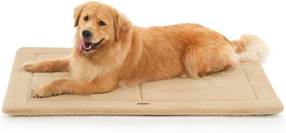 MADE 4 PETS Dog Crate Pad Bed for Large Dogs, Washable & Reversible, Anti-Slip Kennel Mat for Cozy Sleeping, Soft Fluffy Dog Bed for Indoor & Outdoor Use, 44"x32", Khaki