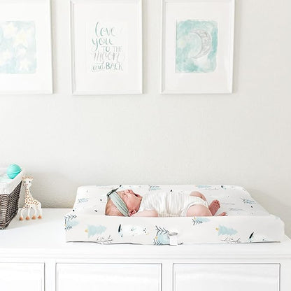 GRSSDER Stretch Ultra Soft Jersey Knit Changing Pad Cover Set 2 Pack, Change Table Pad Covers Fit 32"/34" x 16" Pads Safe and Snug, Cute Wild Forest Mongooses for Baby