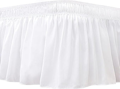 Biscaynebay Wrap Around Bed Skirts for King & Cal King Beds 11" Short Drop, White Adjustable Elastic Dust Ruffles Easy Fit Wrinkle Resistant Silky Luxurious Fabric Machine Washable