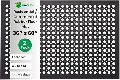 Envelor 2-Pack Anti Fatigue Rubber Floor Mat Non-Slip Restaurant Mats Floors Bar Drainage Doormat Door Mat Utility Garage Home Anti Slip Entrymat 36 x 60 Inches