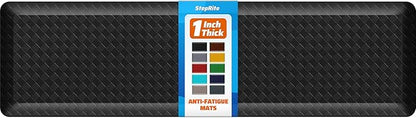 StepRite 1” Thick Kitchen Mats for Floor, Anti Fatigue Kitchen Rugs, Non-Slip,Heavy Duty Waterproof Kitchen Rug, Standing Desk Mat for Home, Kitchen, Office(Black)
