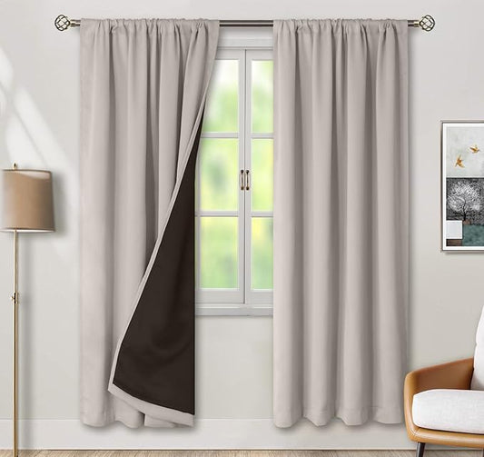 BGment Cashmere Blackout Curtains for Bedroom, Full Room Darkening Thermal Insulated Soundproof Rod Pocket Window Curtains Drapes 72 Inch Length, 2 Panels, Each Panel 42 Inch Wide