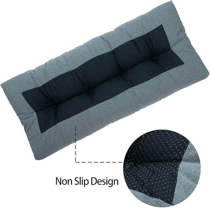 FUNHOME Outdoor Bench Cushion 42 x18 inch with Non-Slip Grips,Water Resistant Porch Swing Cushion,Bench Pillow Pads,Tufted Cushions for Patio Garden Furniture,42" Seat Cushions(Dark Gray)