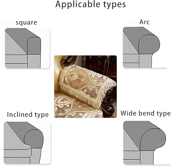 LUFEIJIASHI Luxury Couch Arm Covers,Washable Armrest Covers for Sofa,Anti Slip Recliner Chair Arm Covers Protectors for Leather Sofa Arm Cover Set of 2 (FLKF-Beige)