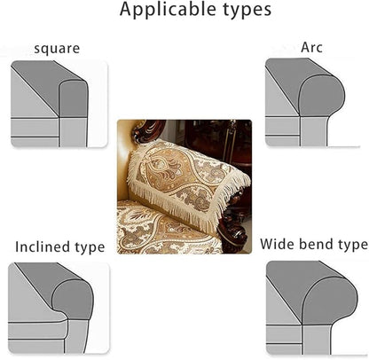 LUFEIJIASHI Luxury Couch Arm Covers,Washable Armrest Covers for Sofa,Anti Slip Recliner Chair Arm Covers Protectors for Leather Sofa Arm Cover Set of 2 (FLKF-Beige)