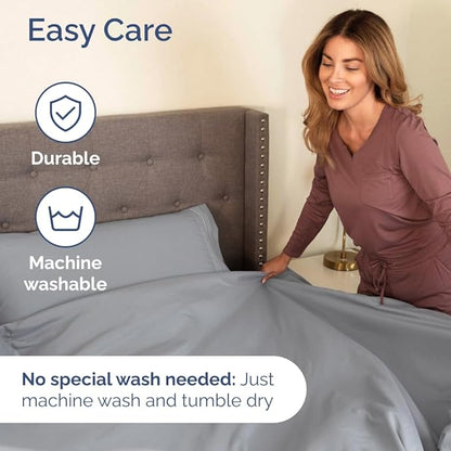 Full XL Bed Sheet Set - 4 Piece Extra Long Extended Full XL Sheets - Soft, Breathable & Cooling - Fits 8” to 16" Mattress w/ Deep Pockets - 54" x 80" - Easy-Fit, Wrinkle & Fade Resistant - Steel Blue