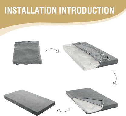 H.VERSAILTEX Queen Size Armless Futon Mattress Covers for Traditional Japanese Futon Mattress Soft Chenille Couch Slipcovers Floor Mats Sofa Protector Zippered Sleeper Sofa Cover,Grey