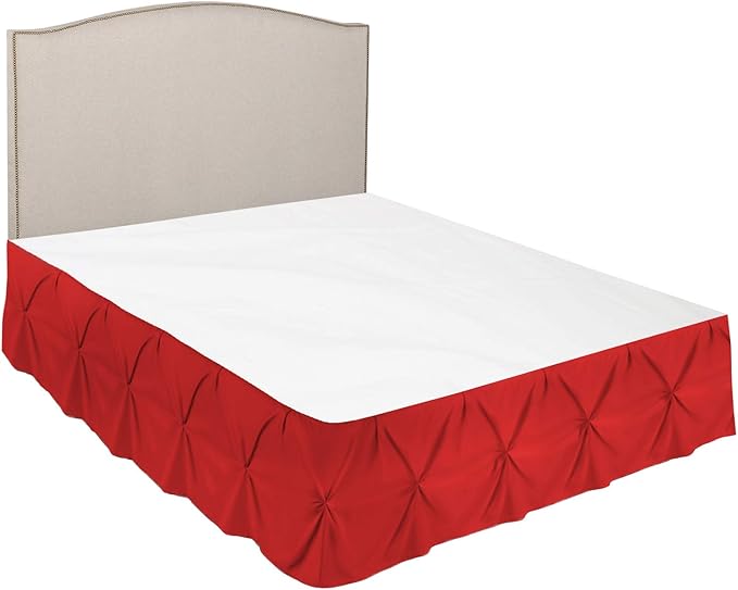 Nestl Red Bed Skirt Twin Size, Pinch Pleat Twin Bed Skirt, 14" Inch Drop Twin Bedskirt, Hotel Quality Red Bed Skirts, Premium Microfiber Bedskirt for Twin Bed, Red Twin Bed Skirt