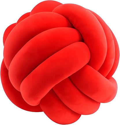 Knot Ball Pillows, Round Throw Pillow Cushion Home Decoration Soft Plush Pillow, Throw Knotted Ball Pillow Handmade Children Room Decoration Round Plush Toy Pillow (Red,11"/28cm)
