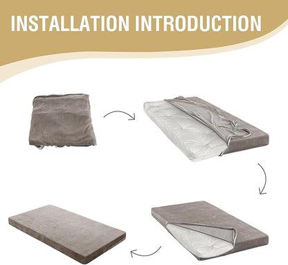 H.VERSAILTEX Twin Size Armless Futon Mattress Covers for Traditional Japanese Futon Mattress Soft Chenille Couch Slipcovers Floor Mats Sofa Protector Zippered Sleeper Sofa Cover,Taupe