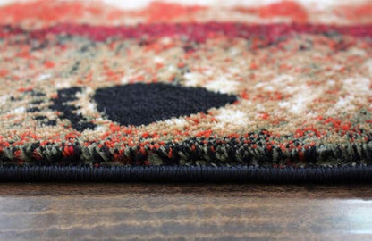Masada Rugs, Cabin Lodge Area Rug Bear and Cub Scene (5 Feet 3 Inch X 7 Feet)