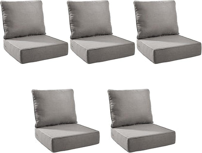 Outdoor Cushion Set for Furniture Patio Furniture, UV Resistant, Water Resistant - 6 Inch Thick Foam Garden Cushions– 22x24 Inch Patio Seat Covers for Chair/Sofa/Couch | Grey | 5-Pack |