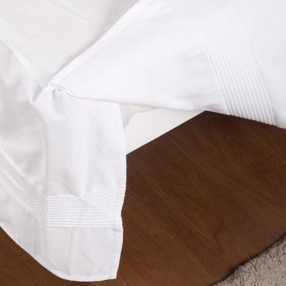 Valea Home Bed Skirt with Split Corners Durable Elegant Luxury Dust Ruffle Bed Covers with Pin Tucking 14 inch Tailored Drop, Twin, White