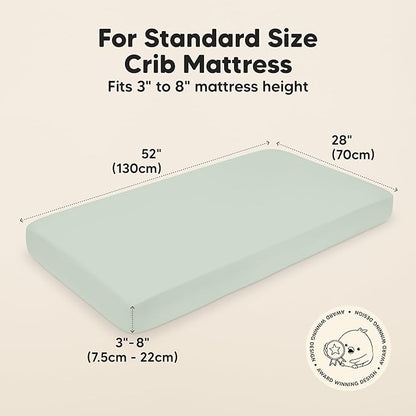 KeaBabies 2-Pack Baby Crib Sheets for Boys, Girls - 52x28 Viscose Derived from Bamboo Toddler Bed Sheets Neutral, Fitted Crib Mattress Cover for Standard Baby Bedding, Soft & Cozy (Sage)