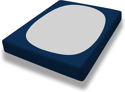 PureFit Stretchy Box Spring Cover Twin - Elastic Fitted Box Spring Wrap Around 4 Sides, Wrinkle & Fading Resistant Fits Twin Size Beds, Navy