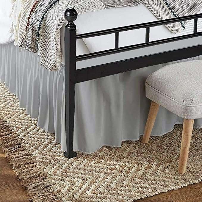 SlumberWell King Bed Skirt with Split Corners, Soft Microfiber, 15 Inch Drop, Light Grey Solid, Elegant Ruffled Design