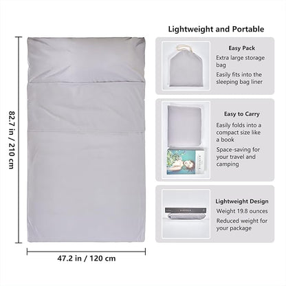 Sleeping Bag Liner Camping Adult Sleep Sack Lightweight Travel Sheet for Hotel Bed Compact Ultralight Essential Cleaning Supplies Kit Travel Bedding Set for Backpacking
