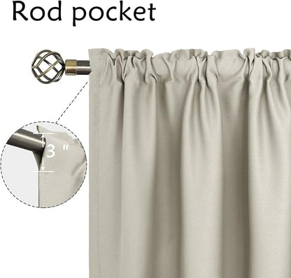 BGment Rod Pocket Blackout Curtains for Bedroom - Thermal Insulated Room Darkening Curtain for Living Room, Light Camel, 42 x 45 Inch, 2 Panels