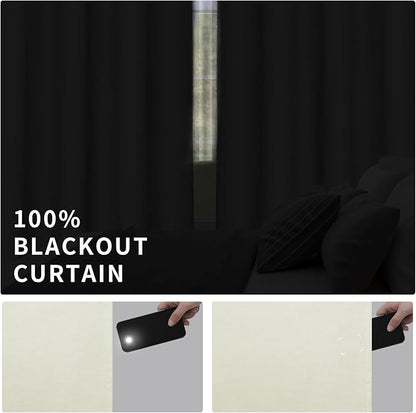 Easy-Going Linen Look Blackout Curtain Grommet Window Curtain Drapes for Bedroom, Living Room Thermal Insulated Room Darkening (2 Panels, 42x84 inch Ivory)