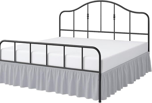 Cottington Lane Ruffled Bed Skirt Queen Size With Split Corner, Brushed Microfiber Hotel Quality Silver Grey Dust Ruffle, 12 Inch Drop Gathered Bedskirt, Soft and Stylish, Shrinkage and Fade Resistant