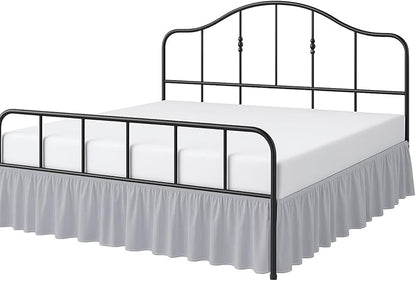 Cottington Lane Ruffled Bed Skirt Twin Size with Split Corner, Brushed Microfiber Hotel Quality Silver Grey Dust Ruffle, 12 Inch Drop Gathered Bedskirt, Soft and Stylish, Shrinkage and Fade Resistant