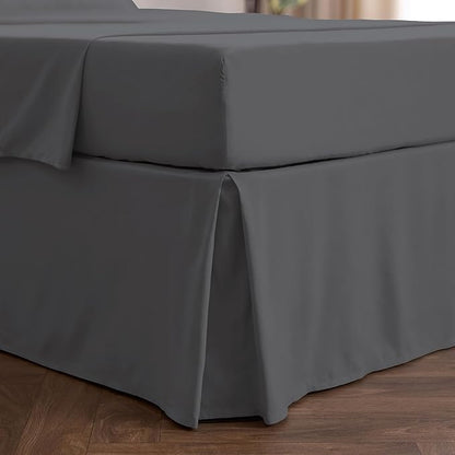 Mellanni Bed Skirt Full Size - Bed Skirting - 15-Inch Tailored Drop Pleated Dust Ruffle - Hotel Luxury Bedding - Wrinkle, Fade, Stain Resistant - 1 Bedskirt (Full, Gray)