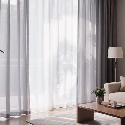 Dreaming Casa Grey Sheer Curtains 84 Inches Long, Rod Pocket & Back Tab Light Filtering Textured Sheers for Living Room Bedroom, 2 Panels, Each 52" W x 84" L