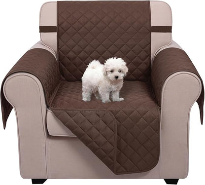 U-NICE HOME Recliner Chair Covers Reversible Chair Cover Pet Covers for Dogs with Elastic Straps Water Resistant Diamond Quilted (23''Recliner Small, Chocolate/Chocolate)
